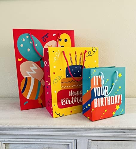 10 Pack Születésnapi Ajándék Táska Választék A selyempapír - Nagy, Közepes, Kicsi vagy Ajándék Wrap Táskák fogantyúval