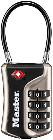 Master Lock 4697EURDNKL Kombináció Utazási Lakat TSA Hiteles, Nikkel, 9,3 x 3,6 x 1,5 cm