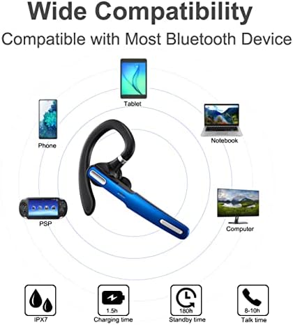 COMEXION Bluetooth Fejhallgató, Vezeték nélküli Bluetooth Hangszóró V5.0 kihangosító, Fülhallgató a Sztereó zajszűrő Mikrofon, Kompatibilis