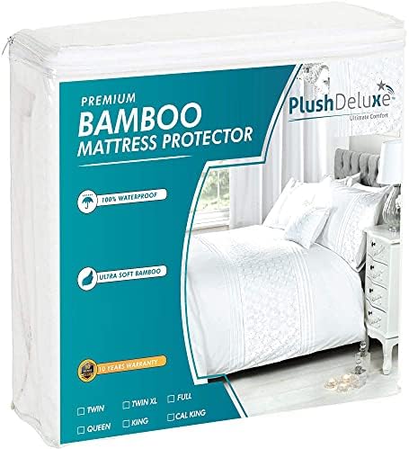 PlushDeluxe Prémium Bamboo Matrac Védő – Vízálló & Ultra Puha, Lélegző Ágy Matracot Borító Comfort & Védelem - (Twin-XL)