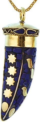Réz Kék Lila medál kardfogú arany mozaik kövek Stern lánc, nikkelmentes Kő, Bronz