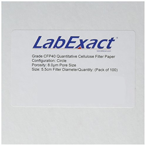 LabExact 1200249Grade CFP40 Mennyiségi Cellulóz Papír Szűrő, 8.0 µm, 5.5 cm (Csomag 100)