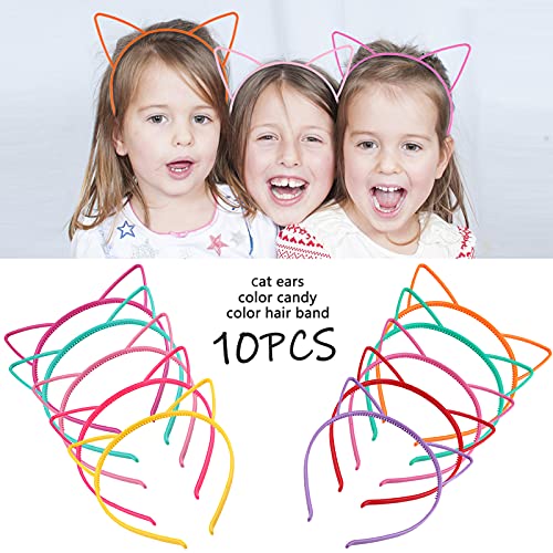 Zifengcer 10 Db Műanyag Macska Füle Fejpánt a Gyerekek, Lányok, Nők, Többszínű Aranyos Fűrészfog Cica Füle Fejfedőt Ajándék Halloween