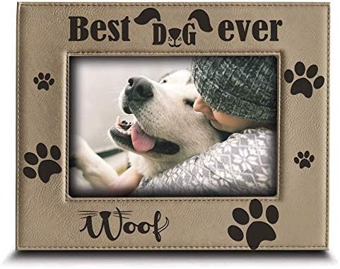 BELLA BUSTA - a Legjobb Kutya a világon - Gravírozott Bőr Képkeret-Karácsonyi ajándék kutya szerető (4x 6, Függőleges)
