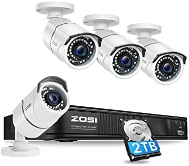 ZOSI Teljes 1080p H. 265+ Biztonsági Kamera, Biztonsági Rendszer, 5MP Lite 8 Channle 4-in-1 CCTV DVR Felvevő 2 tb-os Merevlemez, valamint