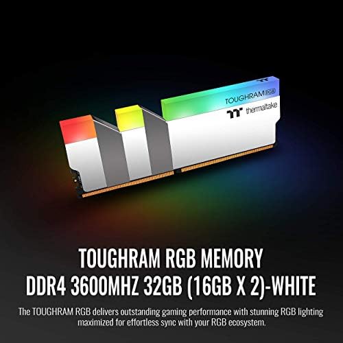 Thermaltake TOUGHRAM RGB 32GB (2x16GB) DDR4 3600MHz C18 1.35 V DIMM Asztali Gaming Memória, Fehér, R022D416GX2-3600C18A