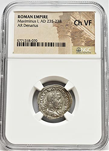 EZ 235-238 HIRDETÉS Maximinus azt az Ősi Császári Róma Antik Római Ezüst Érme AR Dénár Választás Nagyon Jól NGC