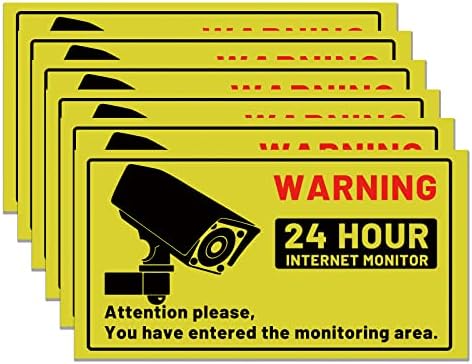 WESECUU Videó Megfigyelő Kamera Figyelmeztető Jel Matrica - 6 darab 10 x 7 inch - CCTV Biztonsági Prémium Öntapadós Fényvisszaverő