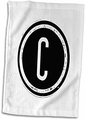 3dRose A levelet C monogram, Fekete C betű fehér háttérrel, Törölköző (twl-244977-3)