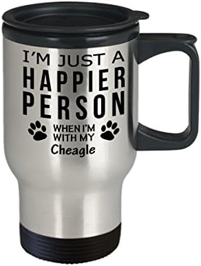 Kutya Szerető Utazási Bögre - Boldogabb Ember A Cheagle -Kisállat-Tulajdonos Mentő Ajándékok