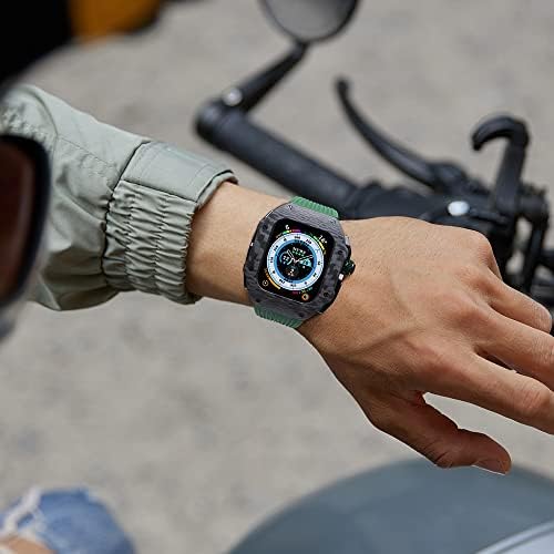 HKIDKK Apple Ultra 49mm Szénszálas módosított esetben kompatibilis iwatch S8/7/6 45 44mm esetben fluor gumi watchband eszköz