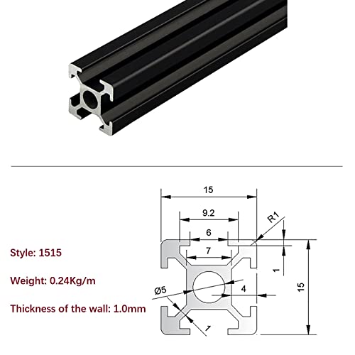 Mssoomm 10 Pack 1515 Alumínium Extrudált Profil, Hossz 75.59 inch / 1920mm Fekete, 15 x 15 mm 15 Sorozat T Típusú, T-Slot Európai Szabvány