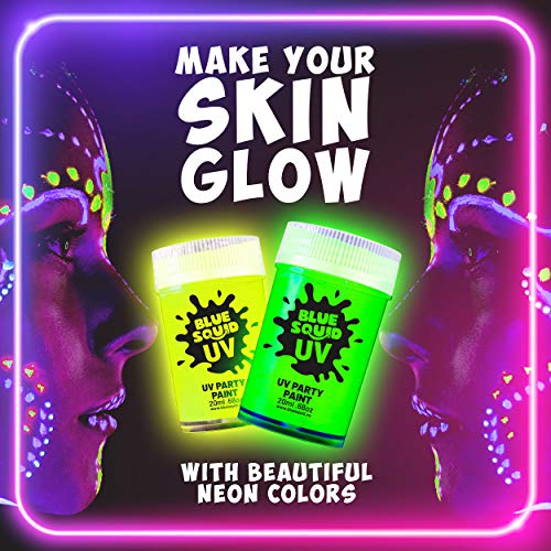 Világít A Sötétben, Festék - Kék Tintahal Fluoreszkáló Fény Arc & Body Festék UV & Blacklight | Készlet 8 Neon Arc Festék Színek + INGYENES