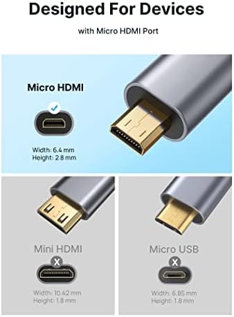 JSAUX Mikro HDMI-HDMI Adaptert, 2Pack, Micro HDMI Male-HDMI Női Adapter Kábel, 4K@60Hz HDR 3D 18Gbps, Kompatibilis a Nikon Zfc /GoPro Hero