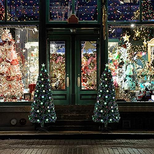CYAYQ 7 LÁB 210cm LED Optikai karácsonyfa,290 Ágak Mesterséges Karácsonyi Fenyő Fa Hópihe Fény & Fém Állvány