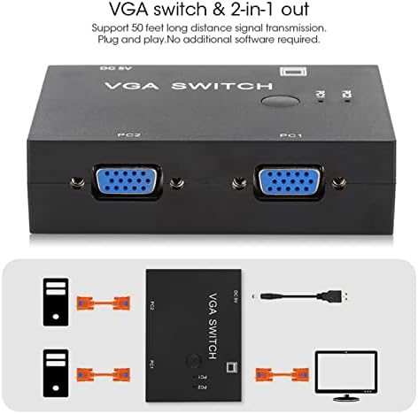 Heayzoki HD Kijelző Váltó,VGA Splitter Számítógép Tartozék 2-Az-1 - -2 Port Váltó HD Kijelző Tartozékok Fogadó Kapcsoló,Plug and