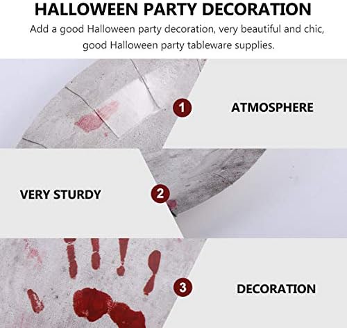 DOITOOL 24PCS Halloween Papír Tálcák Véres Tenyérnyom Halloween Party Papír Tányérok