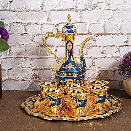 Klasszikus török Kávét, 6 Csésze Kávé, Fém török Tea Set, Beleértve a Kézműves Tea Tálca Teáskannát, aztán egy Csésze Tea Esküvői Ajándék(Sötét