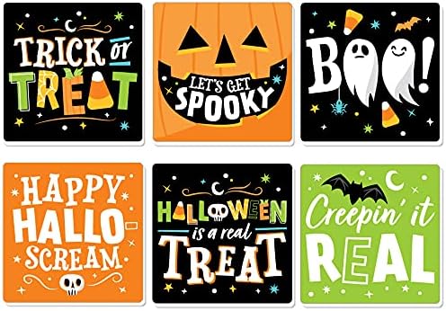 Nagy Dot a Boldogság Jack-O'-Lantern Halloween - Vicces Gyerekek Halloween Party Dekoráció - Ital Alátétek - Készlet 6