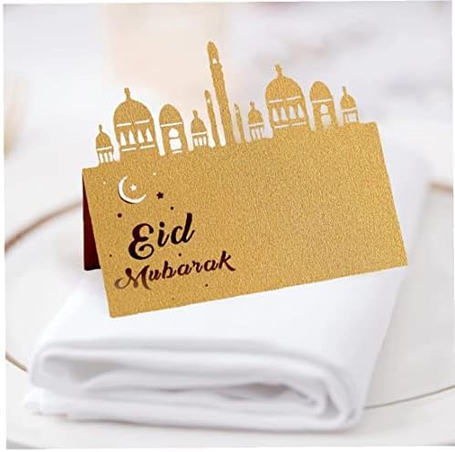 Ruluti Eid Mubarak Táblázat Név Kártyák, 50 Db Ramadan Fél Ülés Kártya Hely Kártya Ünnepi üdvözlőlap a Muszlim Fél Ellátás
