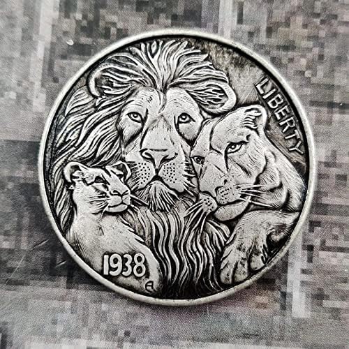 1938-Ban Az Amerikai Tiger Koponya Ezüst Ezüst Dollár Kézműves Emlékmű Érme