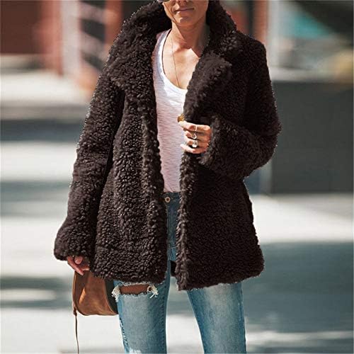 Andongnywell Női Hosszú Ujjú Alkalmi Hajtóka Gyapjú Fuzzy Ál Shearling Meleg Téli Kabát Granulált Gyapjú Kabát