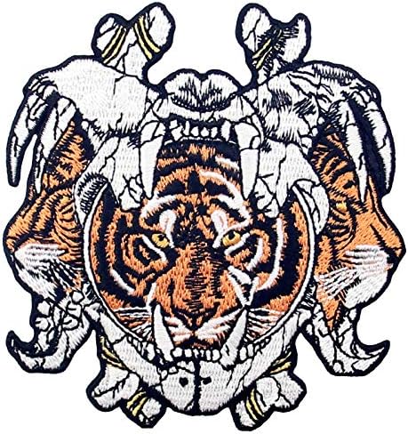 Három Arcú Tigris Ősi Sisakot, Javítás Hímzett Applied Vasalót Varrni Jelkép