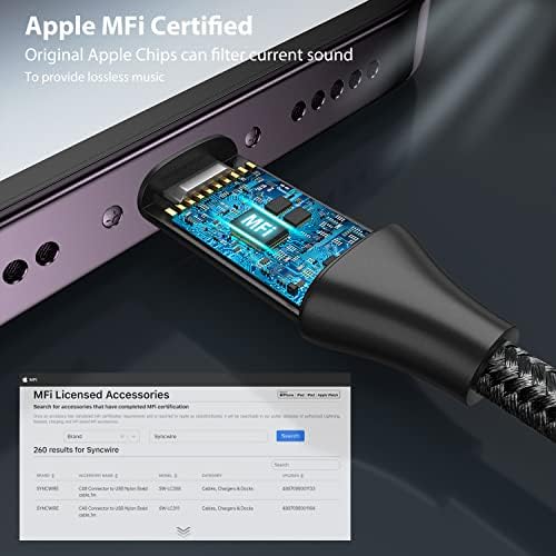 [Apple MPI Hitelesített] iPhone Fejhallgató Adapter, Syncwire iPhone Aux Jack Adapter, Villám-3,5 mm Adapter iPhone 14/13/12/11 Pro Max/Pro/Plus/Mini/XR/XS/8/7