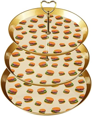 3 Tier Muffin Állvány Cupcake-Torony Kijelző Cupcake Jogosultja Desszert Fa Torony Felek Események Dekoráció, Élelmiszer Hamburger