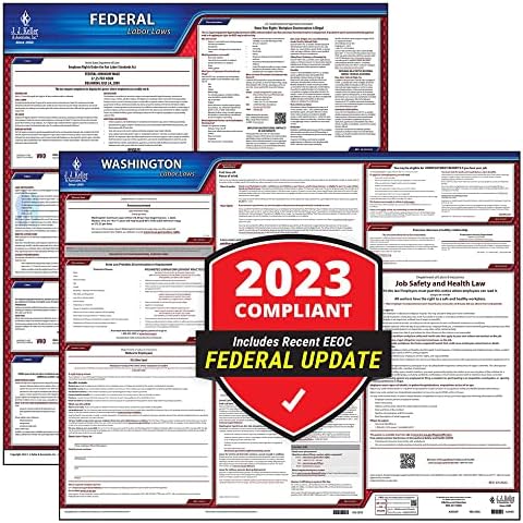 2023 Washington Szövetségi Munkaügyi Törvény Poszter Set (angol, WA State) - OSHA Megfelelő Laminált Plakátok