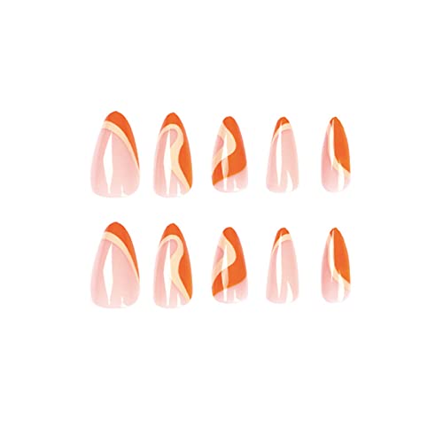 Mandula műköröm Rövid Teljes Borító francia Halloween Narancs Nyomja meg a Köröm 24 Db Nail Art Tippek a Köröm Szalonok, mind