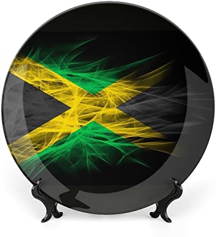 Jamaica Zászló Személyre szabott Kínai porcelán Egyedi Kerámia Díszítő Lemezek Haza Kerek Lemez Kijelző Állni 8inch
