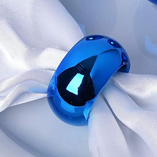 RLTHome Kerek Gyöngyös Műanyag 13 Hüvelykes Töltő Lemezek Megfelelő Szalvéta Gyűrű, Készlet 6, Étkező Asztal, vagy Dekorációval (Kék)