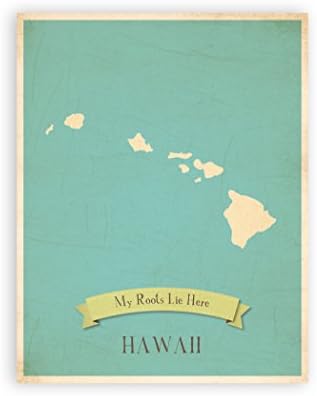 A Gyökerek Hawaii Személyre szabott Fali Térkép 11x14, Gyerek Hawaii Térkép Wall Art, Gyerekek, Hawaii Vintage Állami Térkép, HI Wall Art