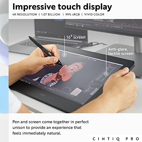 Wacom Cintiq Pro 16 Kreatív Pen and Touch Kijelző (2021 Változat) 4K Grafikai Rajz Monitor 8192 Toll Nyomás 98% - a az Adobe