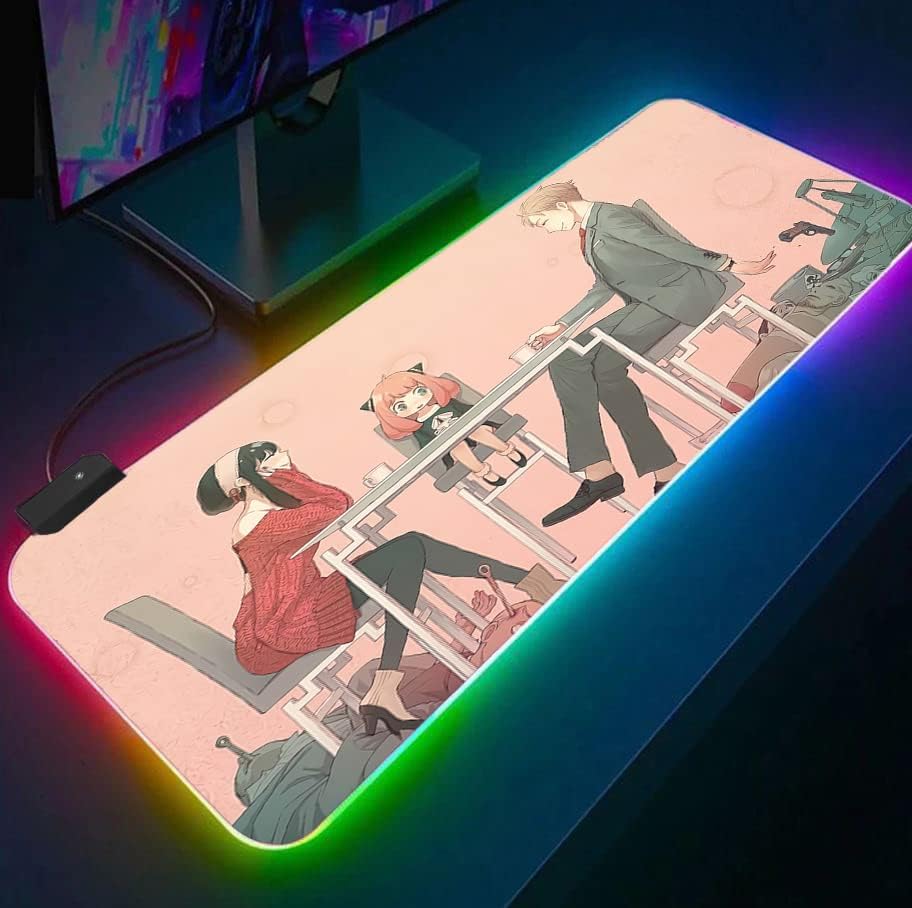 Kém Családi RGB Anime egérpad Nagy | 14 Fény Mód LED Rajzfilm Mousepad a Szerencsejáték - | Extra Nagy Hamisítók Asztal Mat PC