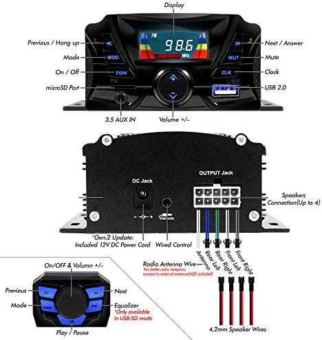 GoHawk TS3-Q i. Mózes 3 Motoros Időjárásálló Bluetooth Hangszóró 7/8-1.25-ben. Kormánycsőtartót MP3-Lejátszó Hang Audio Sztereó