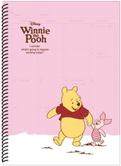 Disney Micimackó Spirál Havi Tervező Notebook Megjegyzés Pad (Rózsaszín)
