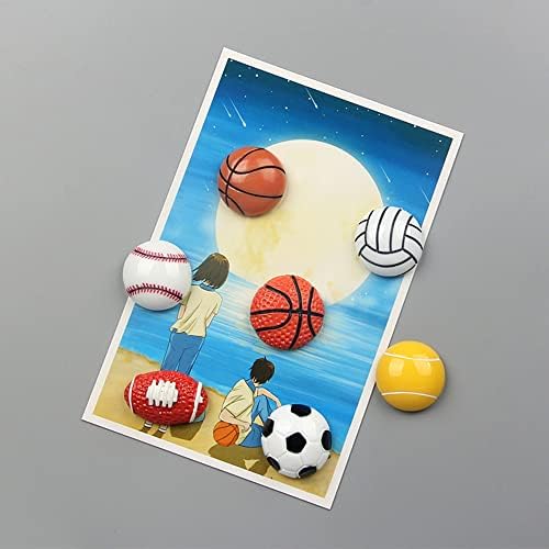 7 Pack Sport Golyó Mágnes Tábla Mágnes,Dekoratív Hűtőmágnesek Otthoni vagy Irodai - Labdarúgás, Kosárlabda, Foci, Röplabda, Baseball, Tenisz