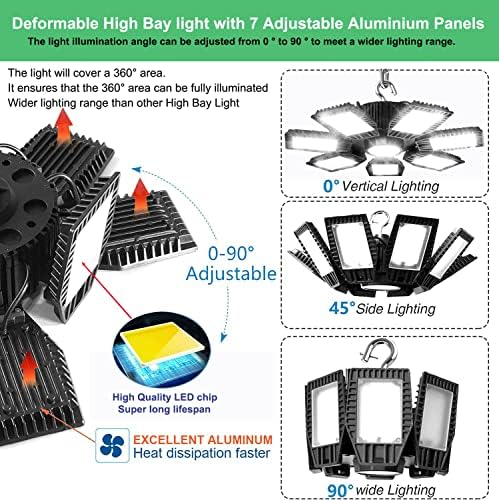 CODAFUL Öntés, Alumínium LED-es Garázs Lámpák 7 Panelek Állítható 250W 30000LM Fényes 6500K Raktár Lakossági Pajta Gyári Műhely hanking Bolt