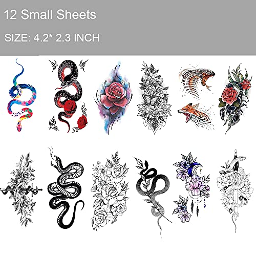 22 Lap Kígyó Virág Ideiglenes Tetoválás a Nők a Férfiak Reális Tetoválás Matricák Felnőttek 3D Hamis Temp Tetkóimat