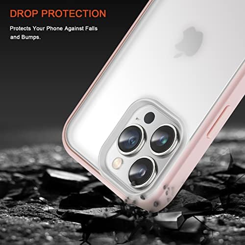 TENDLIN Kompatibilis az iPhone 14 Pro Max Esetben Áttetsző Matt Nehéz Vissza a Puha Szilikon Lökhárító Kényelmes Tok (Rózsaszín)