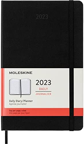 Moleskine 2023 Napi Tervező, 12M, Nagy, Fekete, Kemény Borító (5 x 8.25)