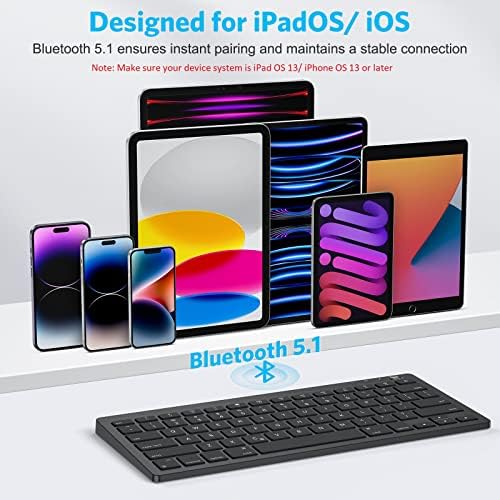 Emetok iPad Billentyűzet [Alumínium Alap, Nagy Keycap, Újratölthető], Ultra Slim Bluetooth 5.1 A Billentyűzet iPad 10./9./8., iPad Pro 11/12.9,