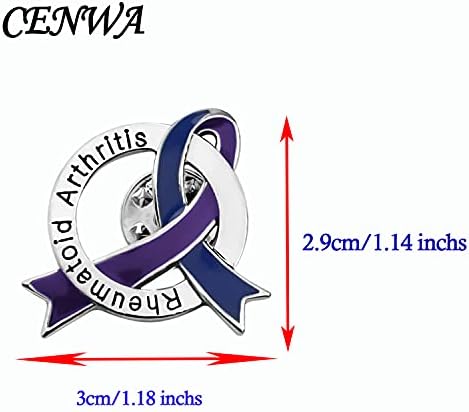 CENWA Blue & Lila Tudatosság Szalag Ékszerek RA Harcosok Ajándék Rheumatoid Arthritis Tudatosság Pin