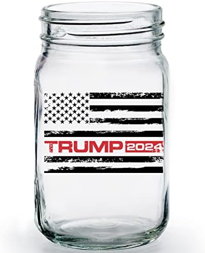 Hazafiak Barlang Trump 2024 Amerikai Zászló Fekete Befőttesüvegben | 16 oz. Befőttesüvegben | Hideg Sört Befőttesüvegben Kávéfőző |