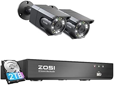 ZOSI 4K Biztonsági PoE Kamera Rendszer, Audio, 8 CSATORNA H. 265+ NVR a 2 tb-os HDD a 24/7 Felvétel, 2 x 8 MEGAPIXELES PoE