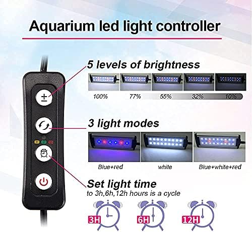 Teljes Spektrumú Akvárium Könnyű Alumínium Ötvözet Shell, 10W/24 LED lámpa Gyöngyök, Külső Vezérlő Alkalmas 12-20 hüvelyk akvárium