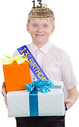 13-ik Születésnapja Király Koronáját, a Szárny a Fiúk - Felség Arany & Fekete Premium Fém Korona Neki + Kék-Arany, Szárny,