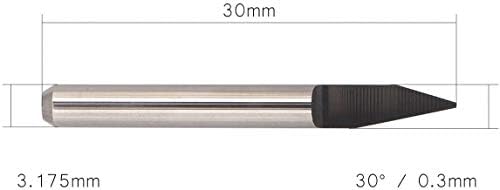 Sasok 3.175 mm-es, Lapos Alsó-Karbid Gravírozás CNC Bit 30 Fokos 0,1 mm V-Alakú 1/8 Gravírozás Bit PCB-Akril, Fém, Alumínium, 10db